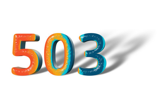 3D Number 503 five hundred three lively colours