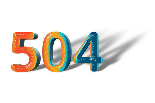 3D Number 504 five hundred four lively colours