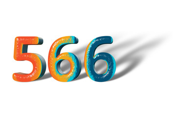 3D Number 566 five hundred sixty six lively colours