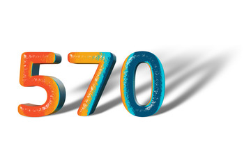 3D Number 570 five hundred seventy lively colours