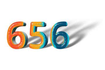 3D Number 656 six hundred fifty six lively colours
