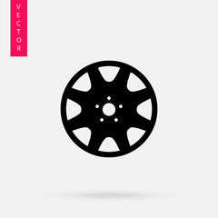 Obraz premium Car wheel icon, logo on white background