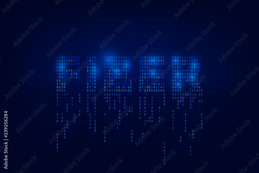 Poster firber optic technology background. digital data as digits connected each other and form symbol firb