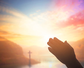 Prayer and worship concept: fighting and victory for god