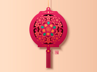 Chinese paper cut floral lantern
