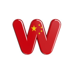 China flag letter W - Lower-case 3d chinese font - China, Beijing or Asia concept