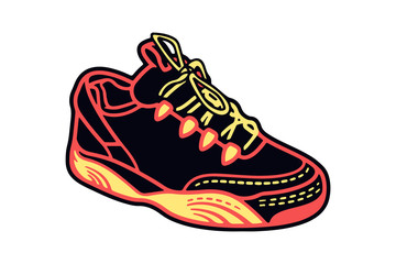 Creative isolated illustration of sneakers running, walking, shoes, style backgrounds. Vector concept element icon in cartoon style on isolated white background