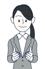 勧誘するポーズをとる女性ビジネスマン上半身