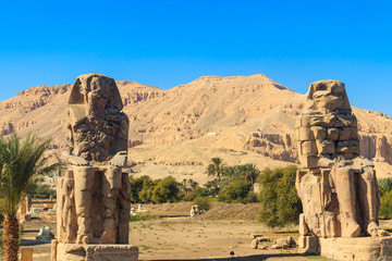 Colossi of Memnon, two massive stone statues of pharaoh Amenhotep III in Luxor, Egypt