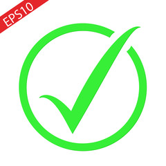 Check mark icon in flat style. Ok, accept vector illustration on white isolated background. Tick business concept.