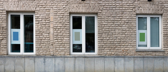 Three  modern mass production white plastic window