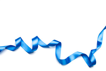 blue satin ribbon isolated on white backgroun