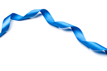 blue satin ribbon isolated on white backgroun
