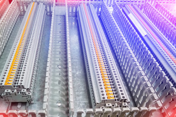 Group of terminal connections, automation board. Toning
