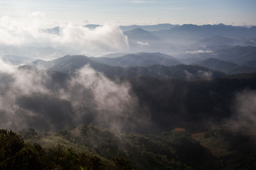 Fog covering the mountain