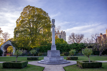 Landscape view of park on the eastside of Canterbury Cathedral. Kent, United Kingdom.