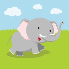 Elephant. Vector illustration of baby elephant.