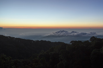 Fog covering the mountain