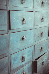 Fototapeta premium vintage drawer in light ocrean blue color