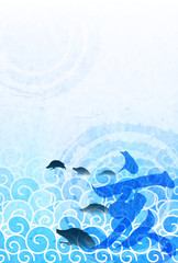 亥　和紙　年賀状　背景 