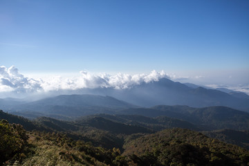 Fog covering the mountain