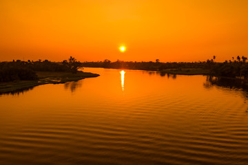 twilight landscape the sunset reflecting on the water romance evening time  romance evening time