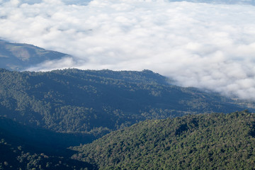 Fototapeta premium Fog covering the mountain