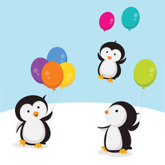 Little penguins with balloons