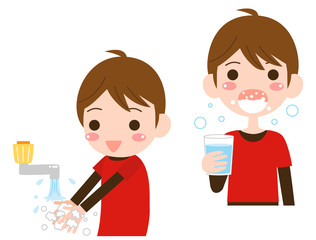 手洗い　うがい　男の子