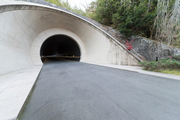 Entrance of futuristic tunnel