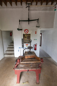 SAO BRAS - PORTUGAL, AUGUST 5: Tea production equipment at the Gorreana tea factory near Sao Bras, Portugal on August 5, 2017.