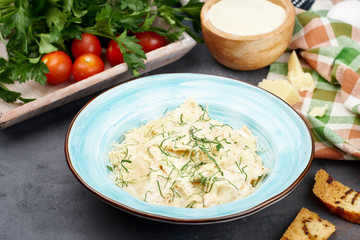 Ravioli with Parmesan Cheese. Healthy Italian Food