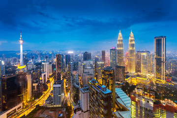 Fototapeta na wymiar City of Kuala Lumpur, Malaysia at blue hour