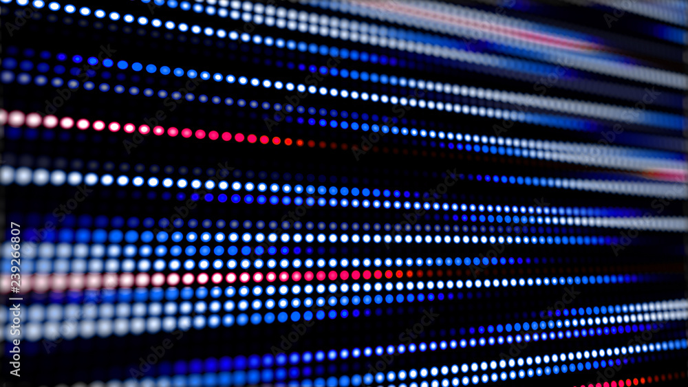 Poster glowing bright dots led lights stripes with depth of field background