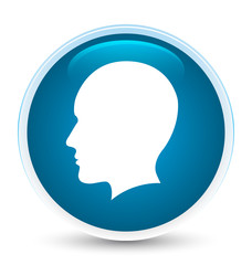 Head men face icon special prime blue round button
