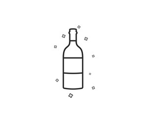 Wine bottle line icon. Merlot or Cabernet Sauvignon sign. Geometric shapes. Random cross elements. Linear Wine bottle icon design. Vector