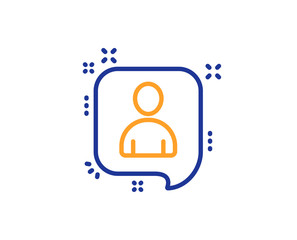 Developers chat line icon. Business management sign. Speech bubble symbol. Colorful outline concept. Blue and orange thin line color icon. Developers chat Vector