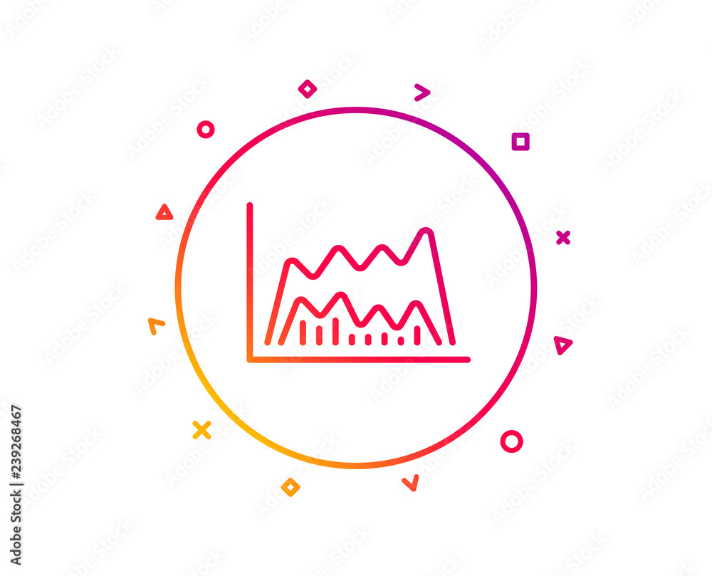Poster investment chart line icon. economic graph sign. stock exchange symbol. business finance. gradient p