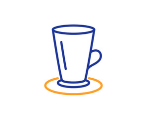 Cup of Tea line icon. Fresh beverage sign. Latte or Coffee symbol. Colorful outline concept. Blue and orange thin line color icon. Teacup Vector
