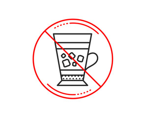 No or stop sign. Frappe coffee icon. Cold drink sign. Beverage symbol. Caution prohibited ban stop symbol. No  icon design.  Vector