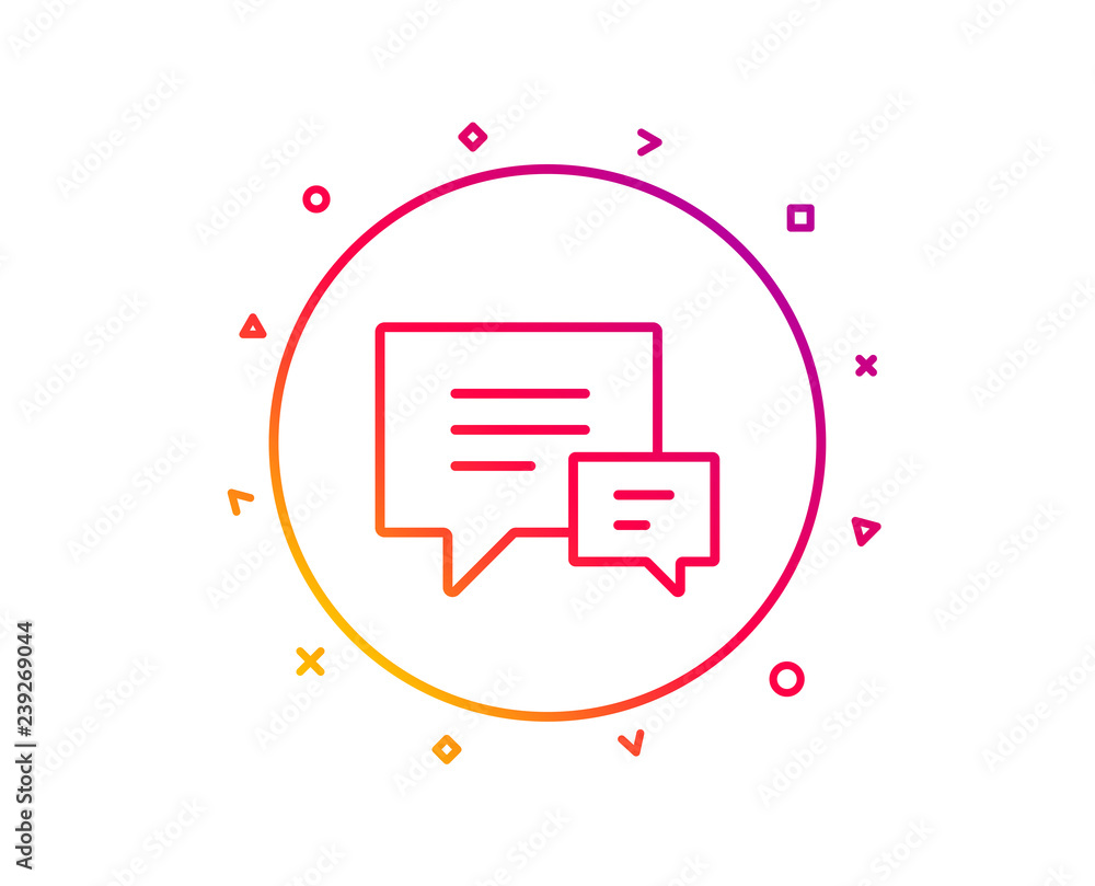 Poster chat line icon. speech bubble sign. communication or comment symbol. gradient pattern line button. c