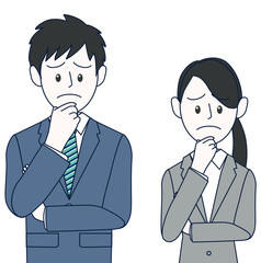 勧誘するポーズをとる男性と女性ビジネスマン上半身 Wall Mural Rrice 勧誘するポーズをとる男性と女性ビジネスマン上半身 Wall Mural Rrice