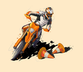 moto sport vector supermoto icon sticker design
