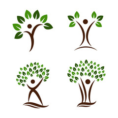 Simple Unique tree people Icon Symbol Logo For Business