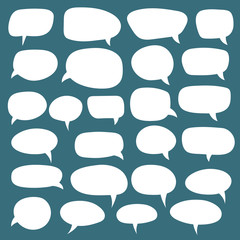 Set of speech bubbles. Blank empty vector white speech bubbles. Cartoon balloon word design.