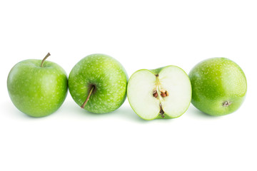 green apple on white background