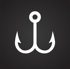 Fishing hook icon on black background for graphic and web design, Modern simple vector sign. Internet concept. Trendy symbol for website design web button or mobile app