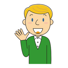 手を振る外国人男性