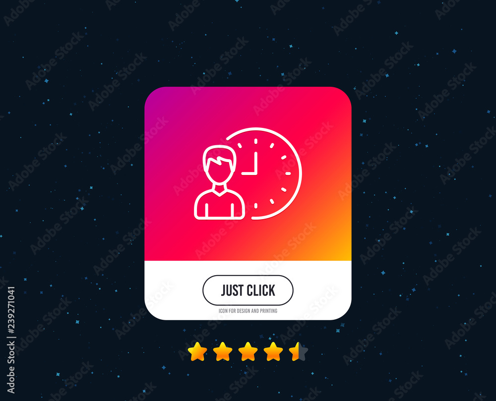 Poster business project deadline line icon. working hours or time management sign. web or internet line ico