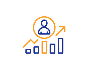 Business results line icon. Career Growth chart sign. Colorful outline concept. Blue and orange thin line color icon. Career ladder Vector